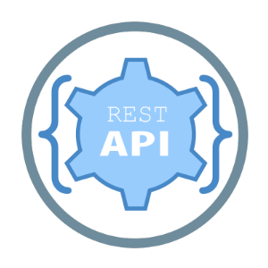 Icon des RESTful API Moduls im HumHub Marketplace mit einem Zahnrad und Coding Klammern.