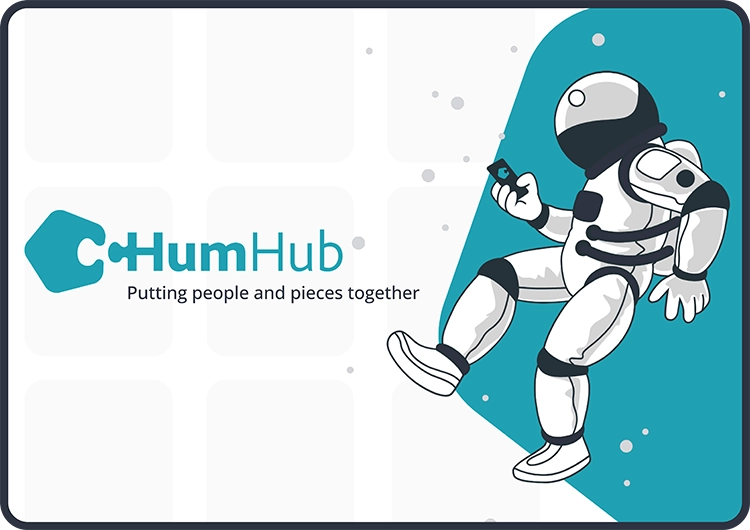 Der HumHub Astronaut, der überall empfang hat auf der Welt, auch im All.